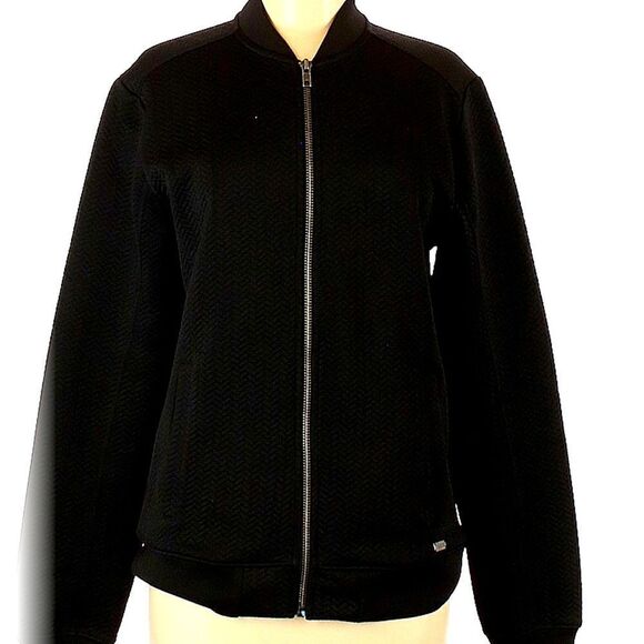 Guess medium black zip up jacket coat - Picture 2 of 5